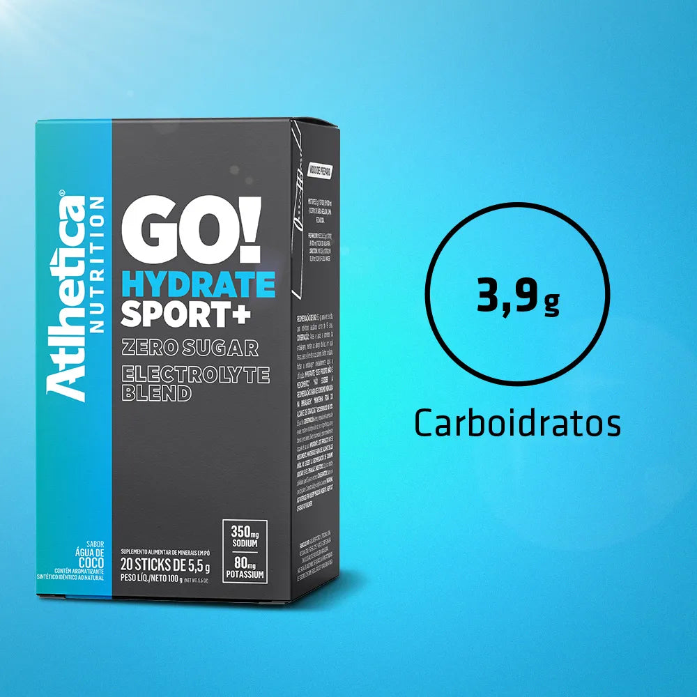 Eletrólitos Go! Hydrate Sport+ Caixa com 20 Sticks de 5,5g - Água de Coco