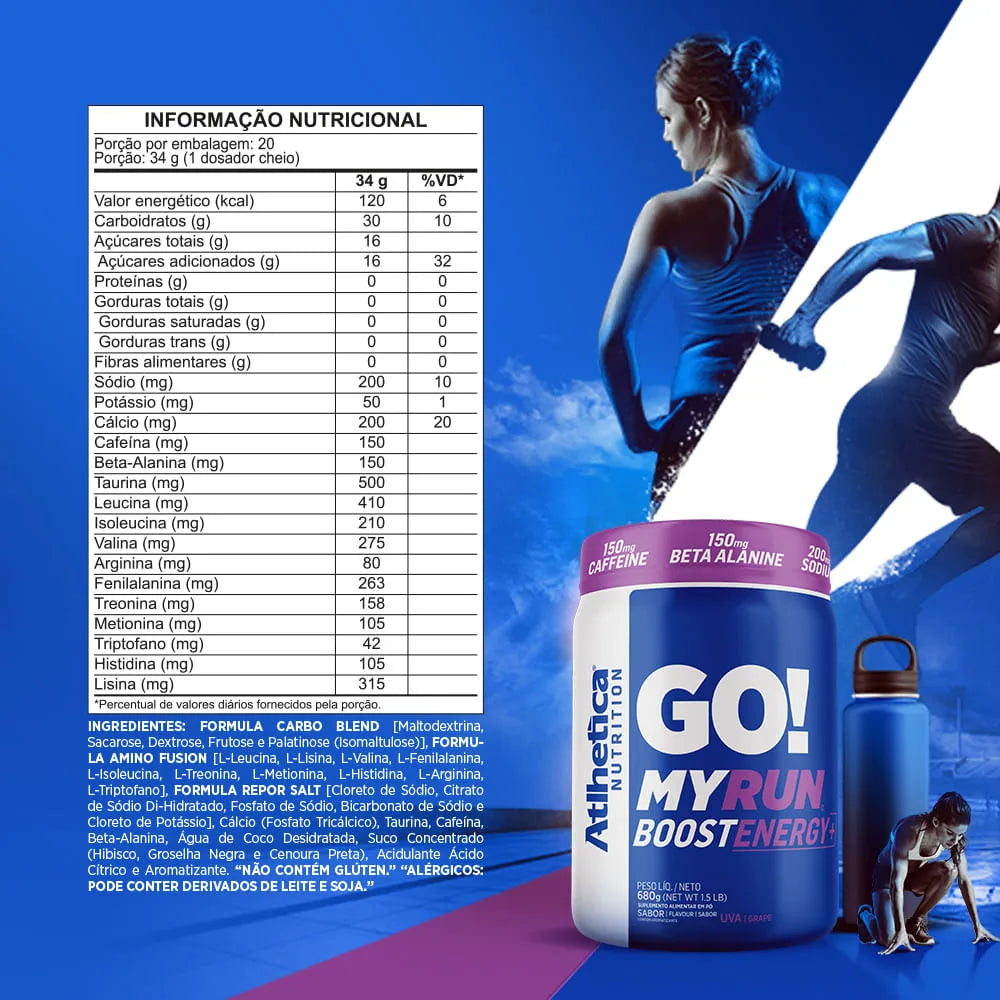 Suplemento Go! My Run Boost Energy+ 680g - Uva