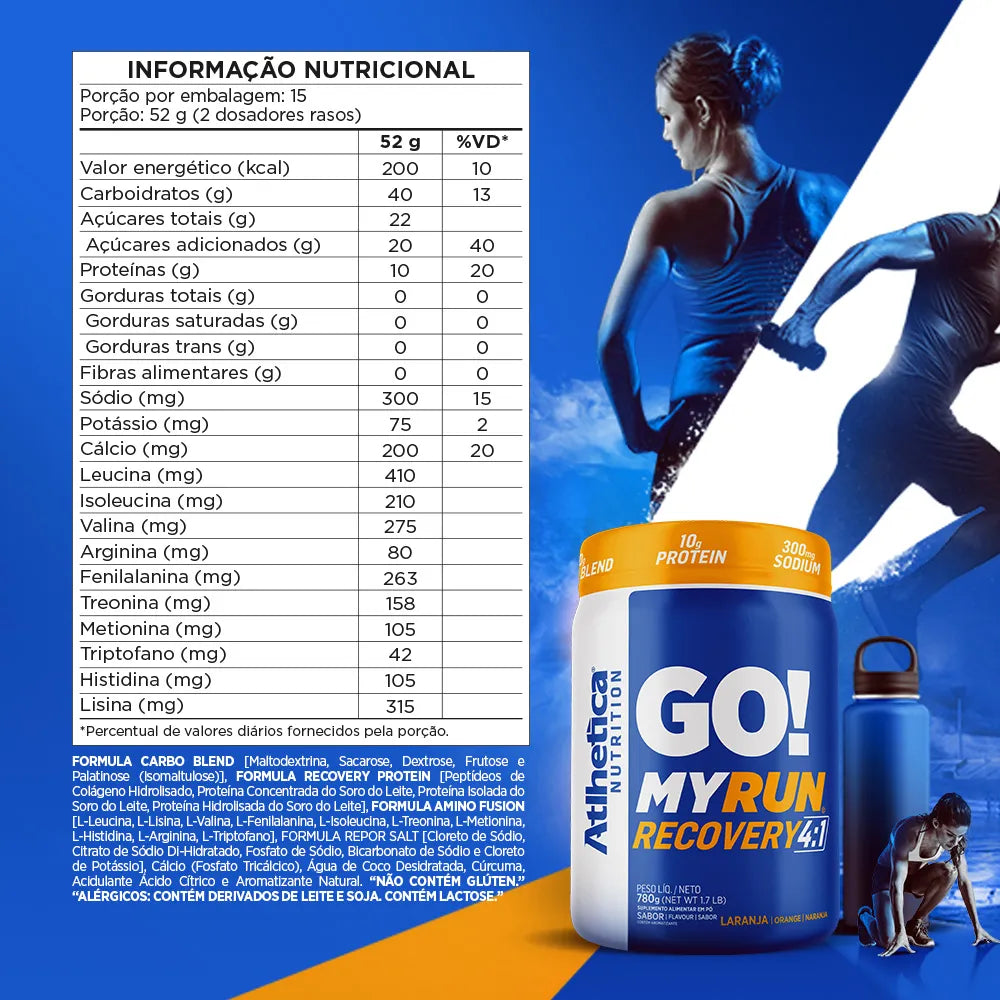 Suplemento Go! My Run Recovery 4:1 640g - Laranja