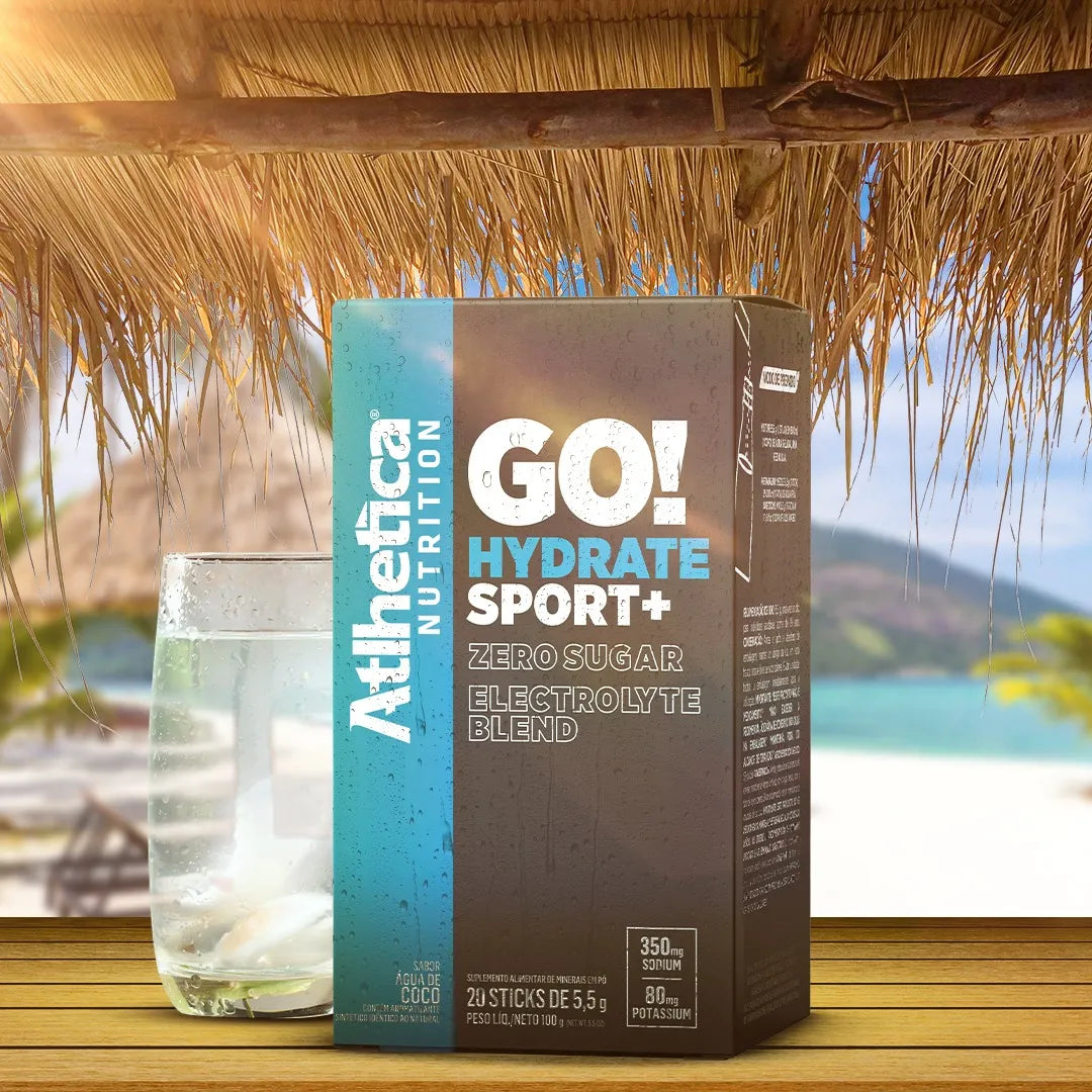 Eletrólitos Go! Hydrate Sport+ Caixa com 20 Sticks de 5,5g - Água de Coco