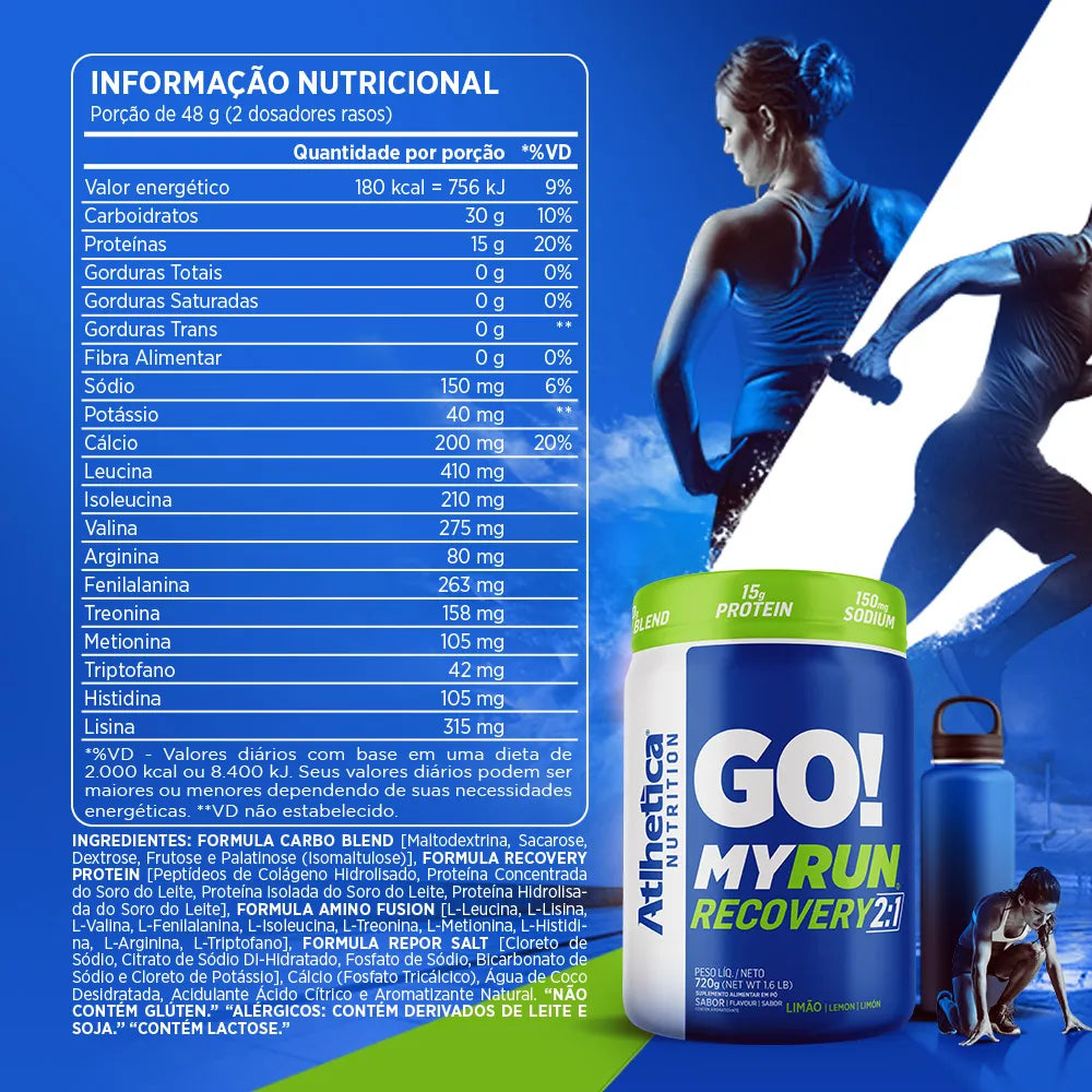 Suplemento Go! My Run Recovery 2:1 720g - Limão