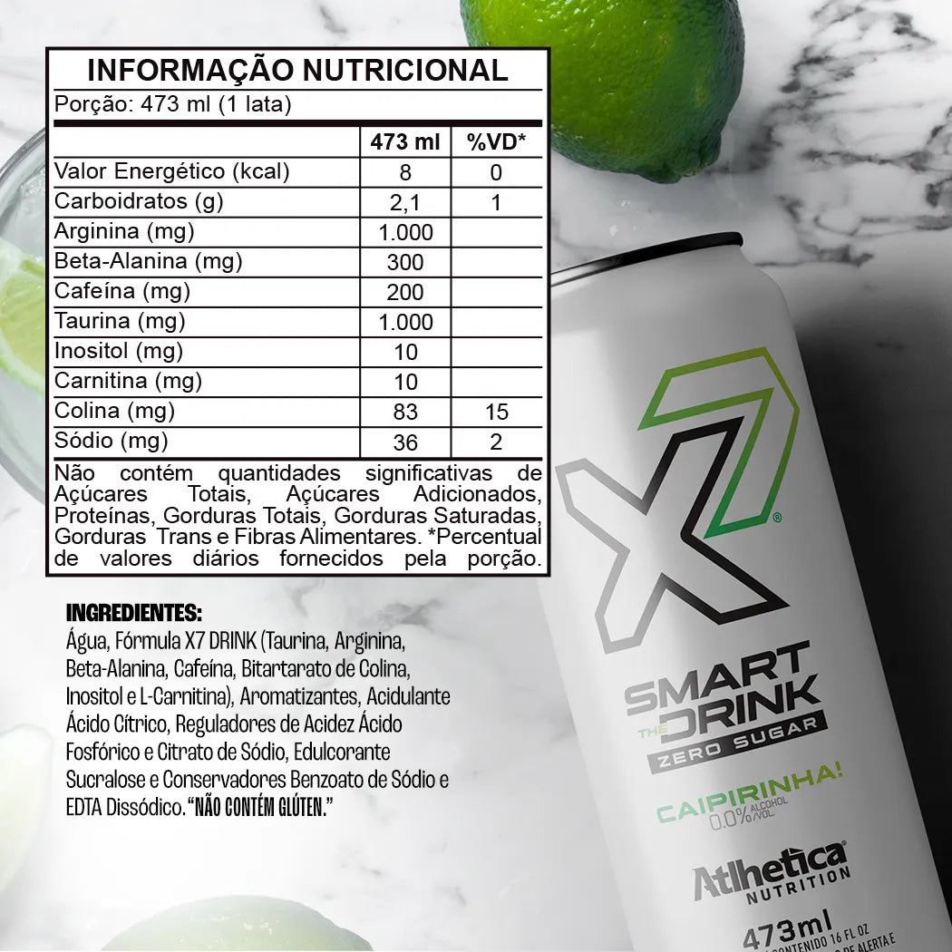 Energético X7 Smart The Drink Pack com 06 unidades de 473ml - Caipirinha